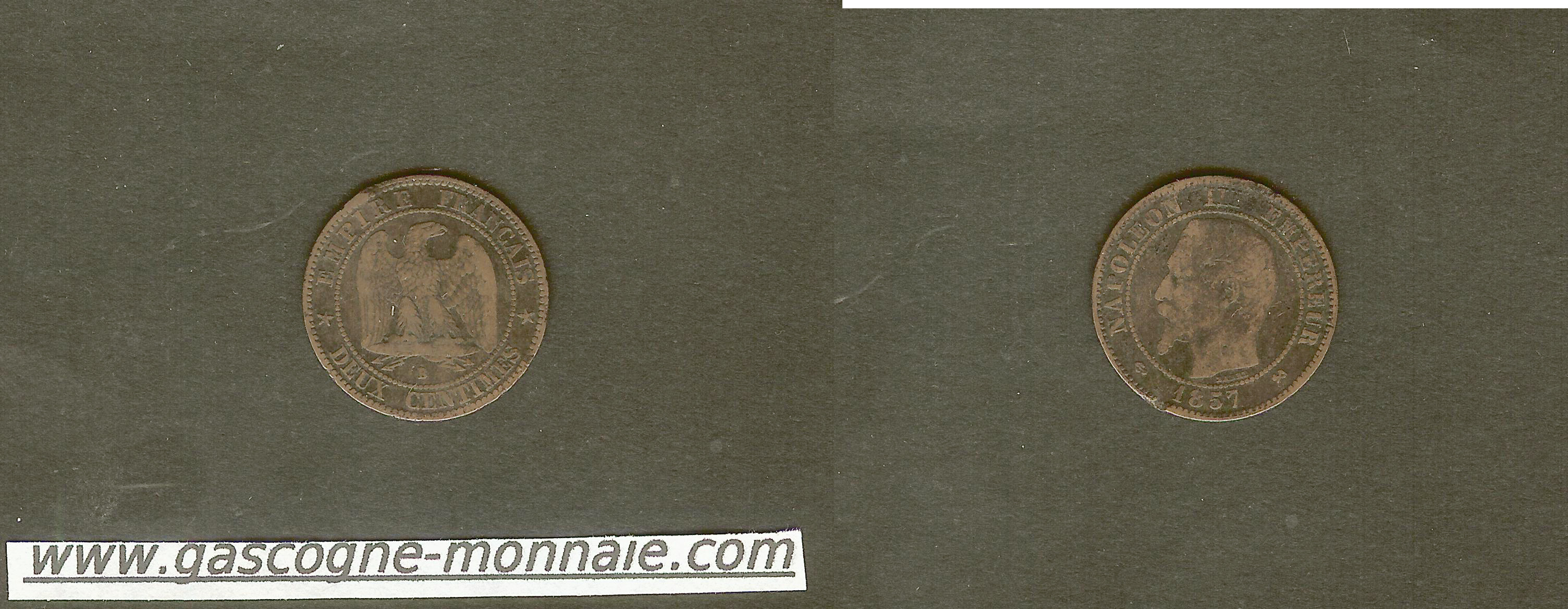 2 centimes Napoleon III 1857B gF